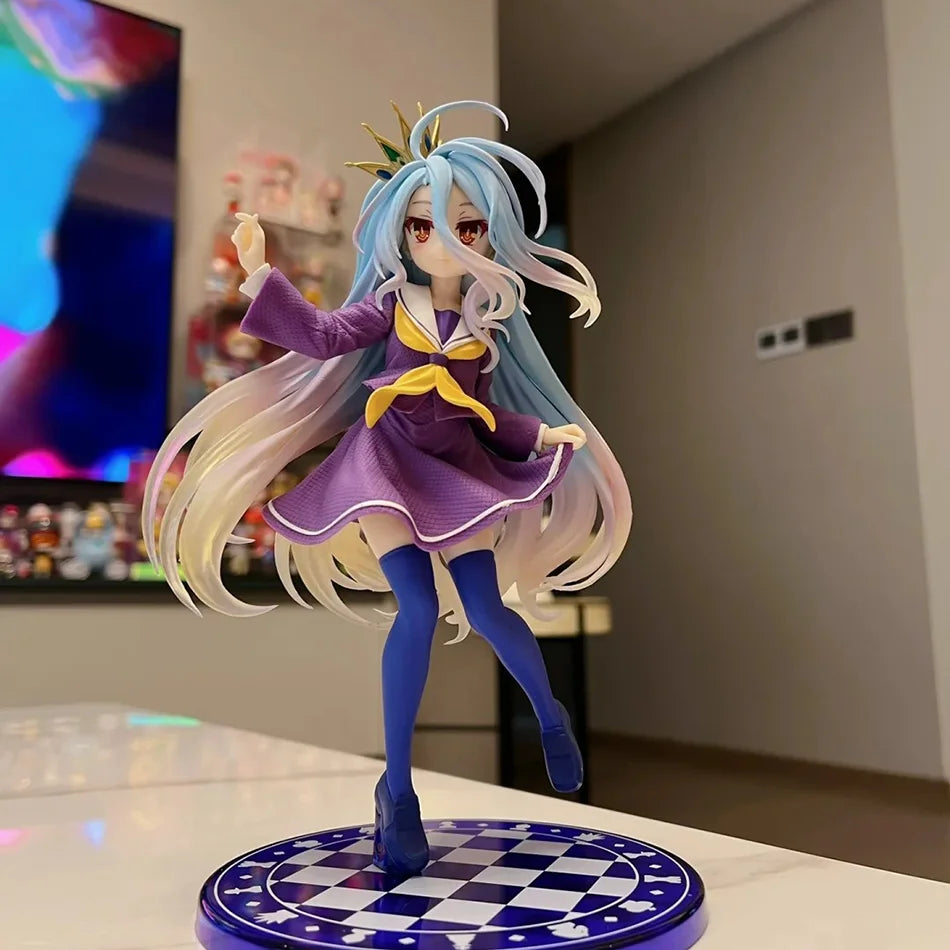 18cm No Game No Life Anime Figure Desktop Cute Cat Ear Shiro Action Figure Room Decorations PVC Adult Collection Model Doll Toys