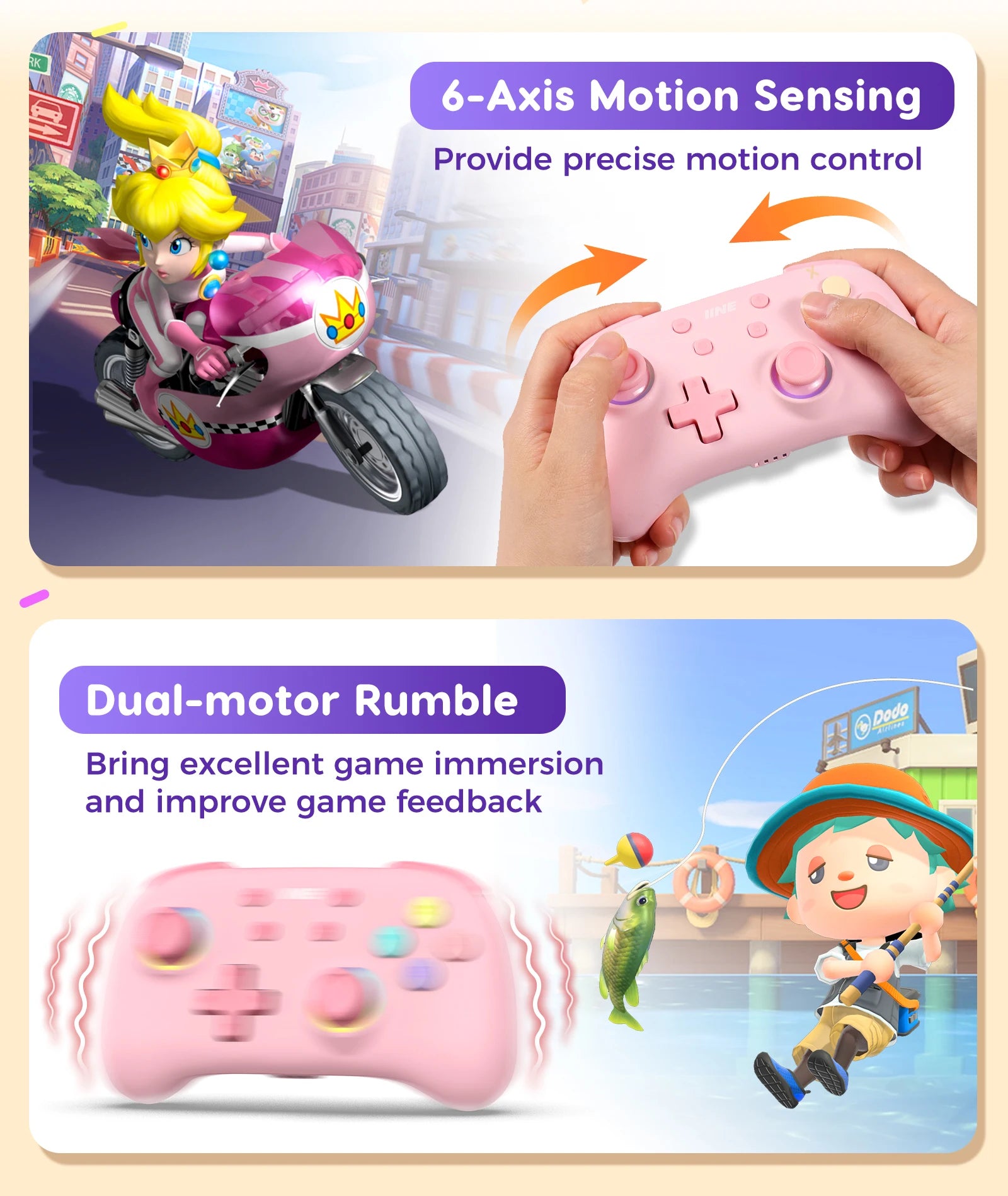 IINE Candy Pop Mini Controller for Switch/PC/iOS/Android/Pad, NFC & Turbo&Macro Function