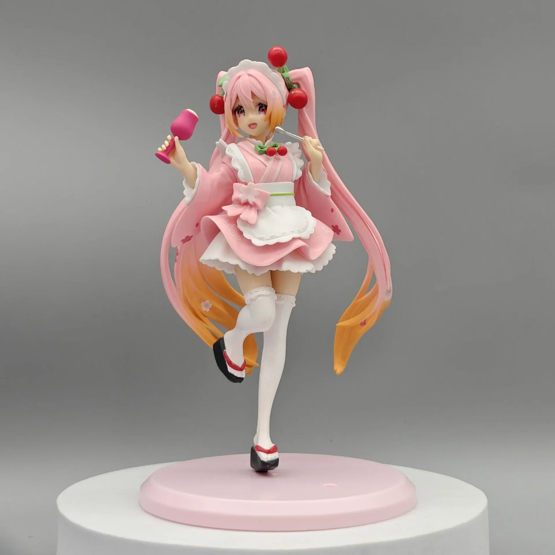 New 19cm Anime Hatsune Miku sakura Maid costume Standing posture Action Figure PCV Model statue Desktop ornament doll toy Gifts