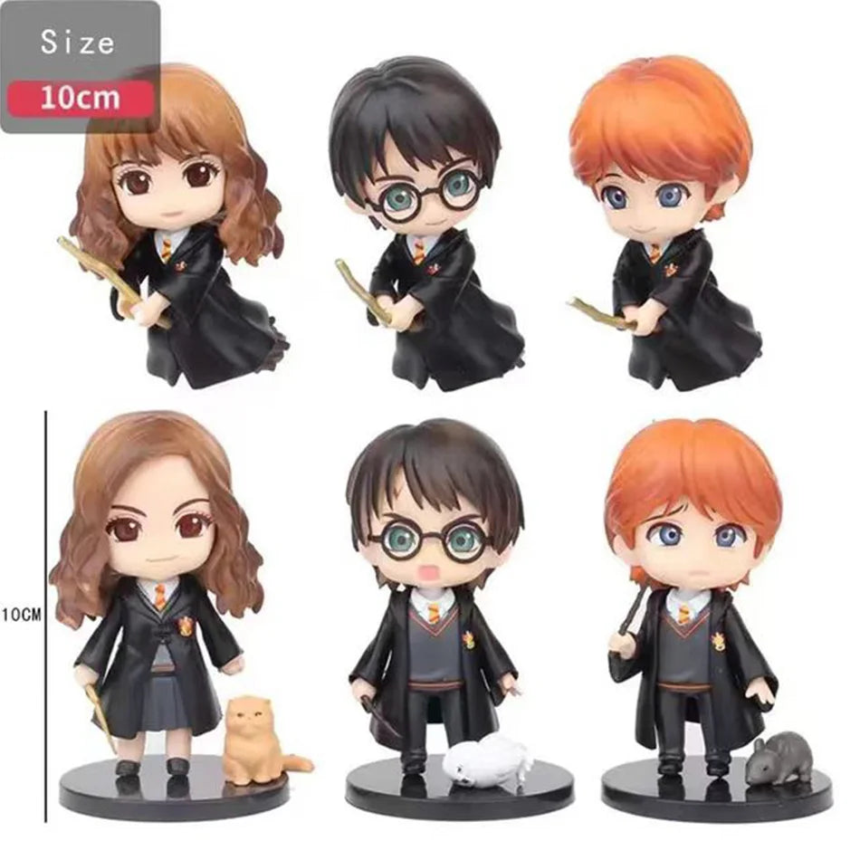 Cute Harry Q Style 3pcs/10pcs Set PVC Potter Figures Hermione Ron Hedwig Cake Decoration Car Model Dolls Gift Toy Collection