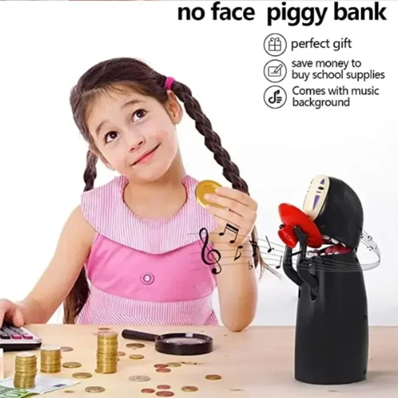 Creative Coin Saving Jar Anime Figure Ornament Faceless Man Saving Pot Spirited Away Electric Collectible Model Decor Cute Gift