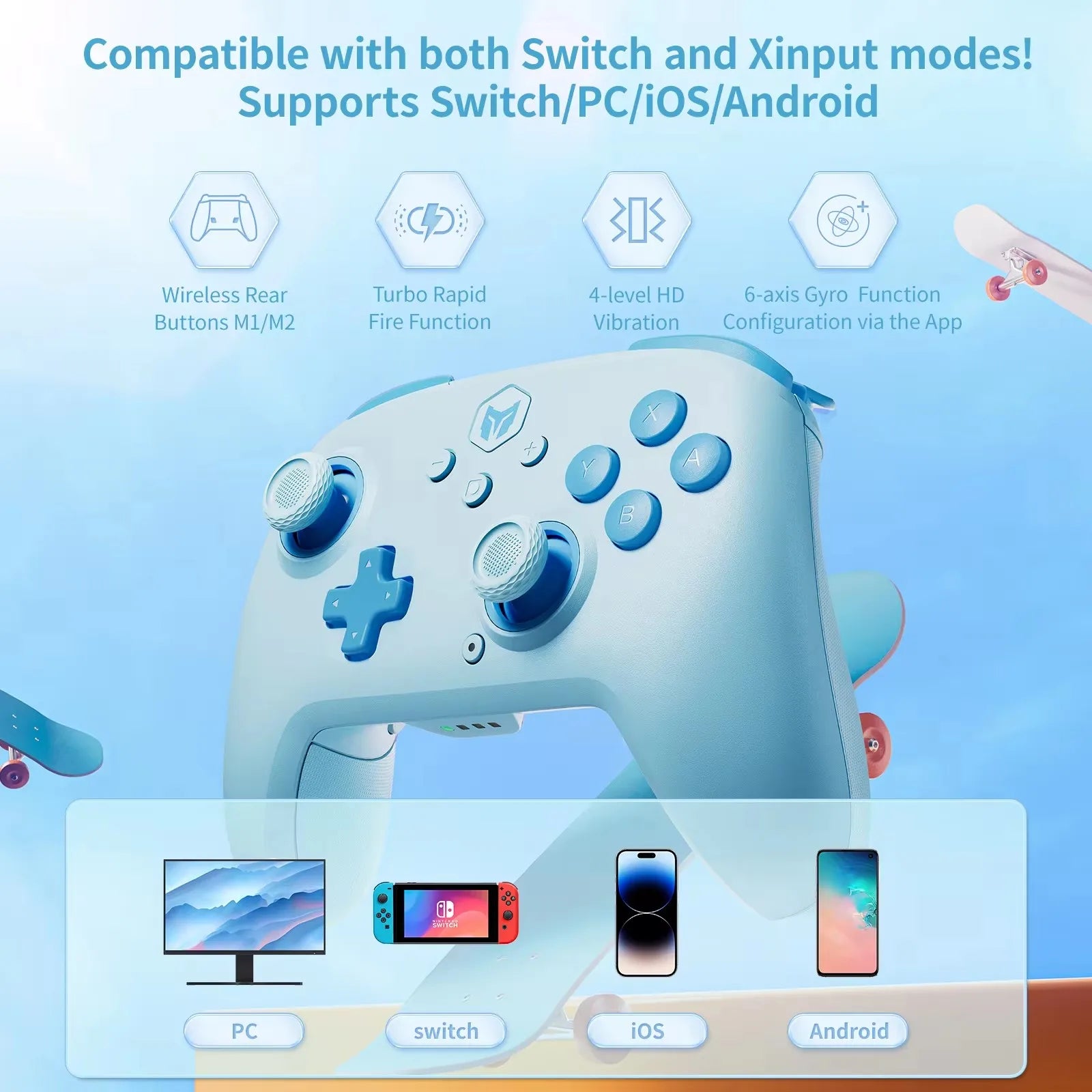 BIGBIG WON CHOCO Bluetooth Gaming Gamepad PC Controller Custom Buttons/NFC/Turbo/6-Axis Function for NS/PC/iOS/Android