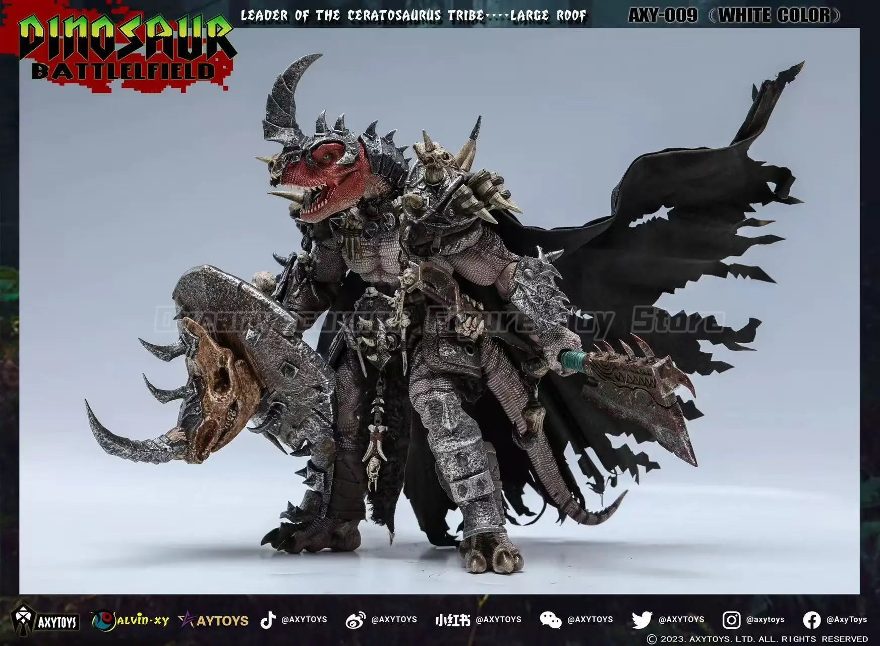 【In Stock】Original AXYTOYS AXY-009 AXY-010 LEADER OF THE CERATOSAURUS TRIBE White Green Action Figure Toy Model Collection