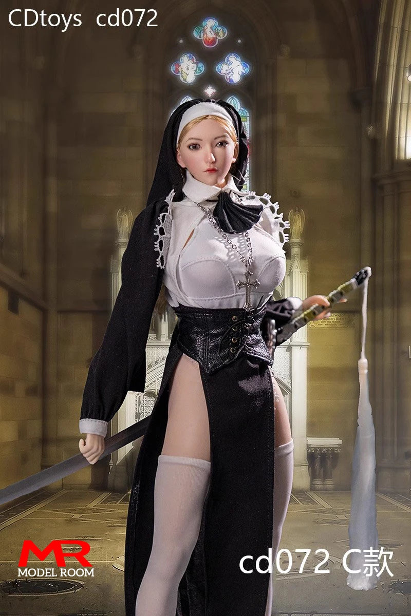 cdtoys cd072 1/6 Halloween Nun Cosplay Costume Clothes Model Fit 12'' Female Soldier Action Figure Body Dolls