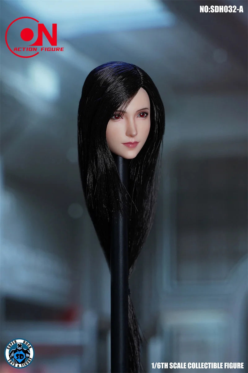 SUPER DUCK SDH032 1/6 Tifa Kopfskulptur mit kurzem/langem Haar und blasser Haut, geschnitztes Modell für 12'' TBL PH JO Actionfigurenkörper