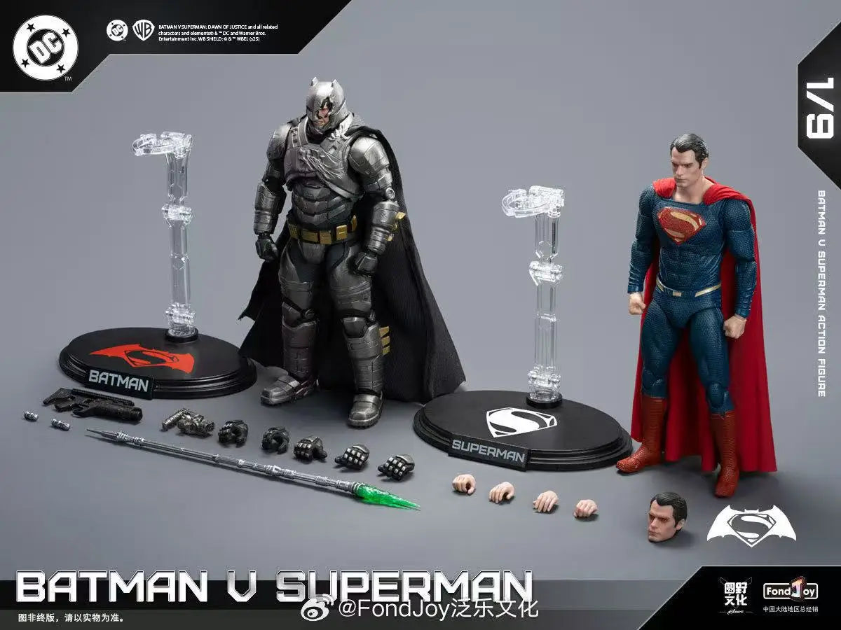 NEW Fondjoy BVS Figure Set Armored Batman Battle Damaged Superman Action Figures 1/9 Batman v Superman：Dawn of Justice DC Toys