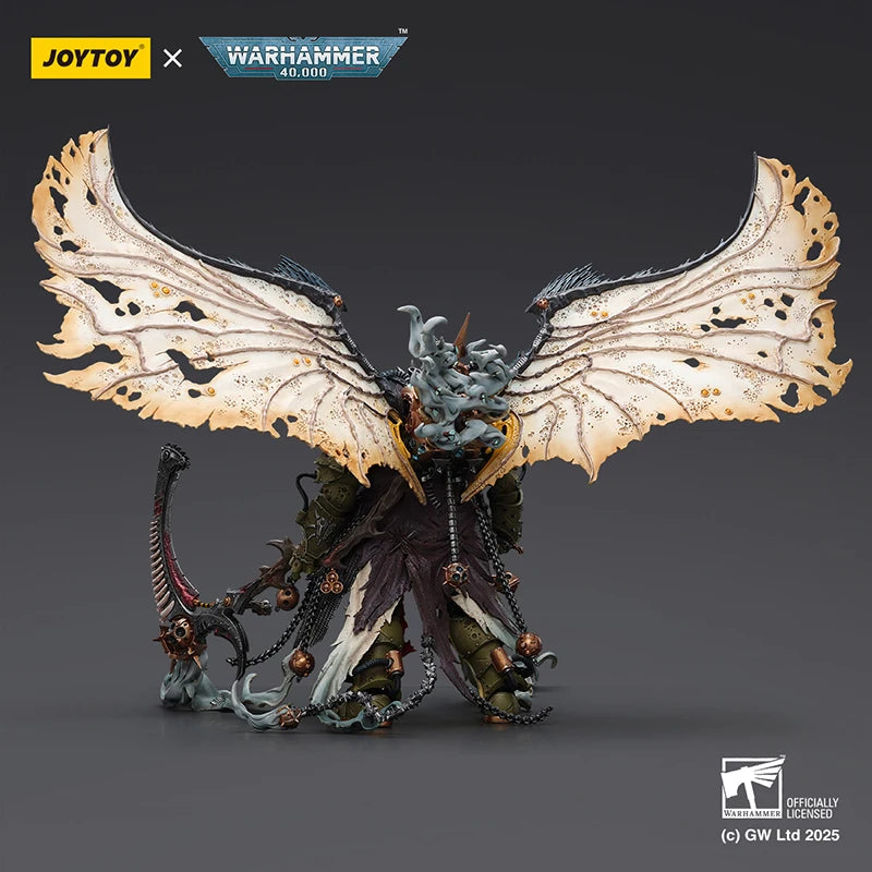 JOYTOY 1/18 Action Figures Mortarion Daemon Primarch of Nurgle with Ancient weapons‘The Lantern' and ‘Silence' Collectible Toys