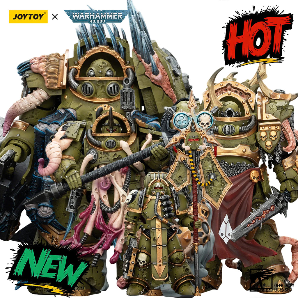 JOYTOY Warhammer40K Action Figure Death Guard Blightlord Terminator Plague Marine Icon Bearer Anime Figurine Joint Movable Model