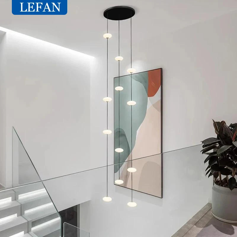 Modern Led staircase chandelier living room hanging light designer Villa duplex building  oval string attic pendant lighting