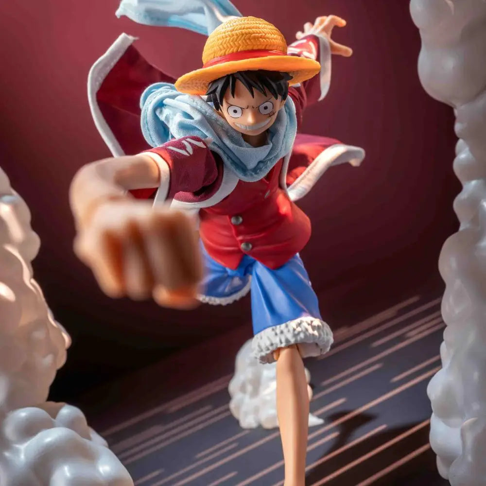 One Piece Shf Anime New Handmade Luffy Alabasta Coat Hat Desert Cloak Scarf Clothes Built In Iron Wire Is Suitable for 1/12 Toys