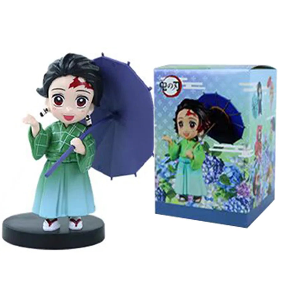 Demon Slayer Plum Rain Series Blind Box Nezuko Tanjiro Q Version PVC Figures Mystery Pack Birthday Christmas Gift