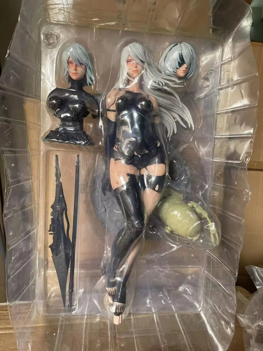 NieR:Automata Nier Battle Damaged Bust, Interchangeable Head Sculpt with Detailed Damage Effects, Collectible Gift