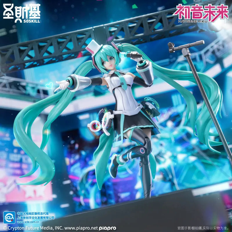 Genuine Hatsune Miku Sing To The Future Anime Action Figure With Color Changing Led Stage Lights Cute Collectible Toy Desktop