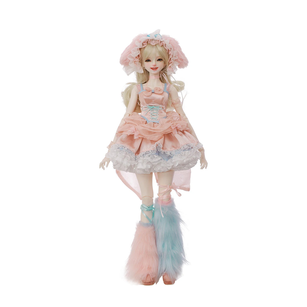 BJD Doll 1/4 Melanie A Pink Bunny Female Full Set Outfit Dress Smile Expression ShugaFairy Resin Figure W/ Wig