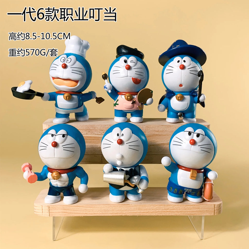 1Set Doraemon Anime Character Nobita Shizuka Action Figure Hand-made Cake Decor Car Ornament Model Doll Toys Kids Birthday Gift