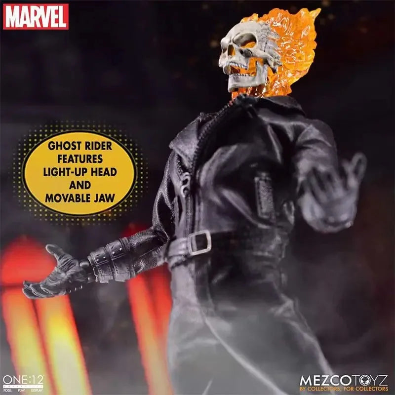 Original MEZCO ONE:12 Ghost Rider Hell Cycle in Stock Animation Action Series Figure Model Toy Collection Gift