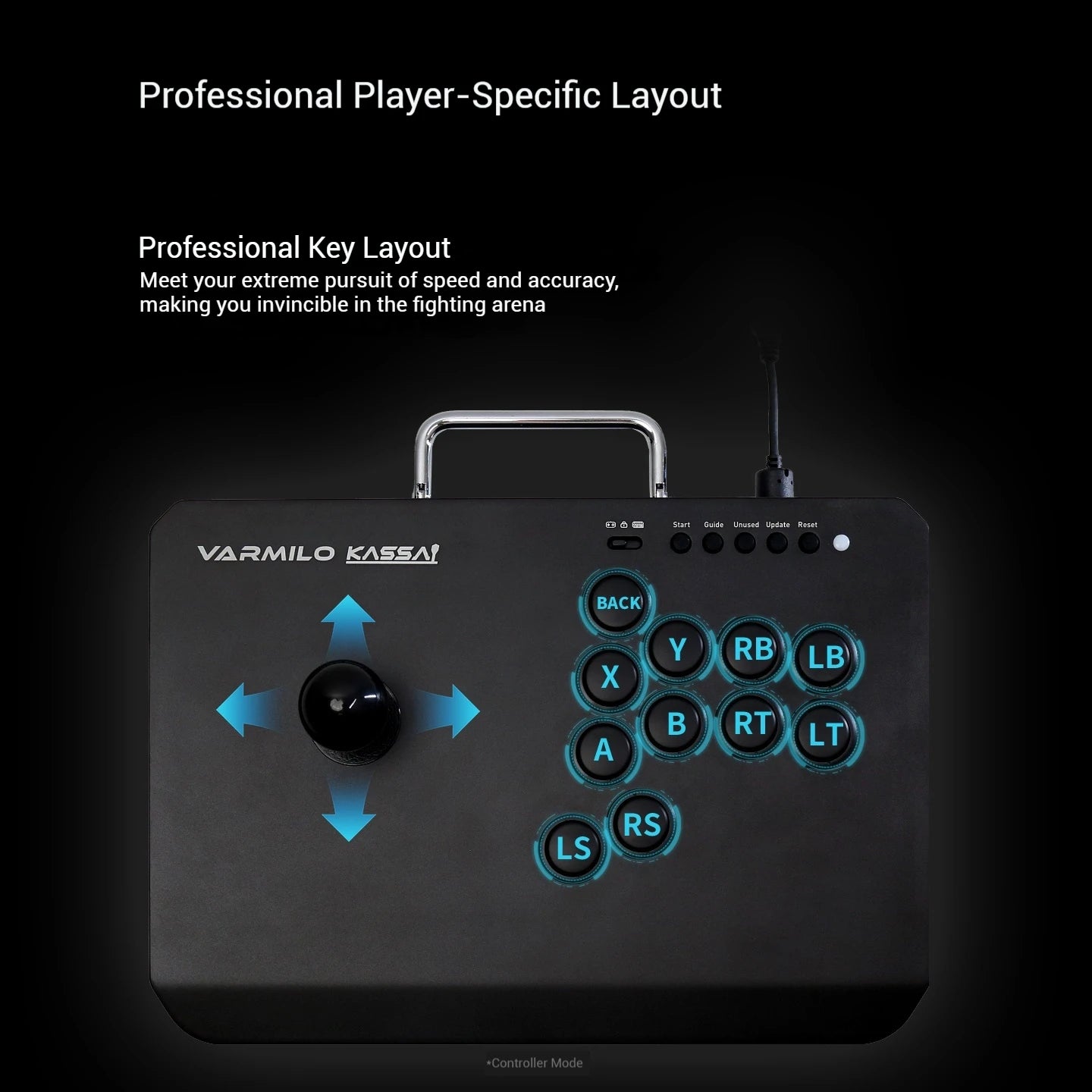 Varmilo Kassai Professional Arcade Joystick Aluminum Alloy Electromagnetic Induction Game Controller PS5RT0.1mm 1K Return