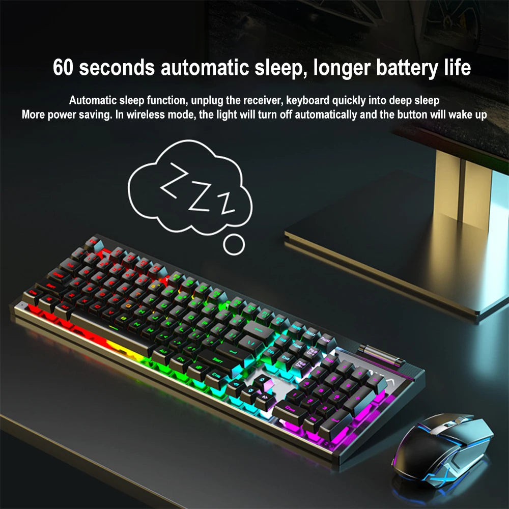 T610 Kabellose Tastatur- und Mauskombination, wiederaufladbar, für Notebook, Desktop, Büro, Heimspiele und E-Sport