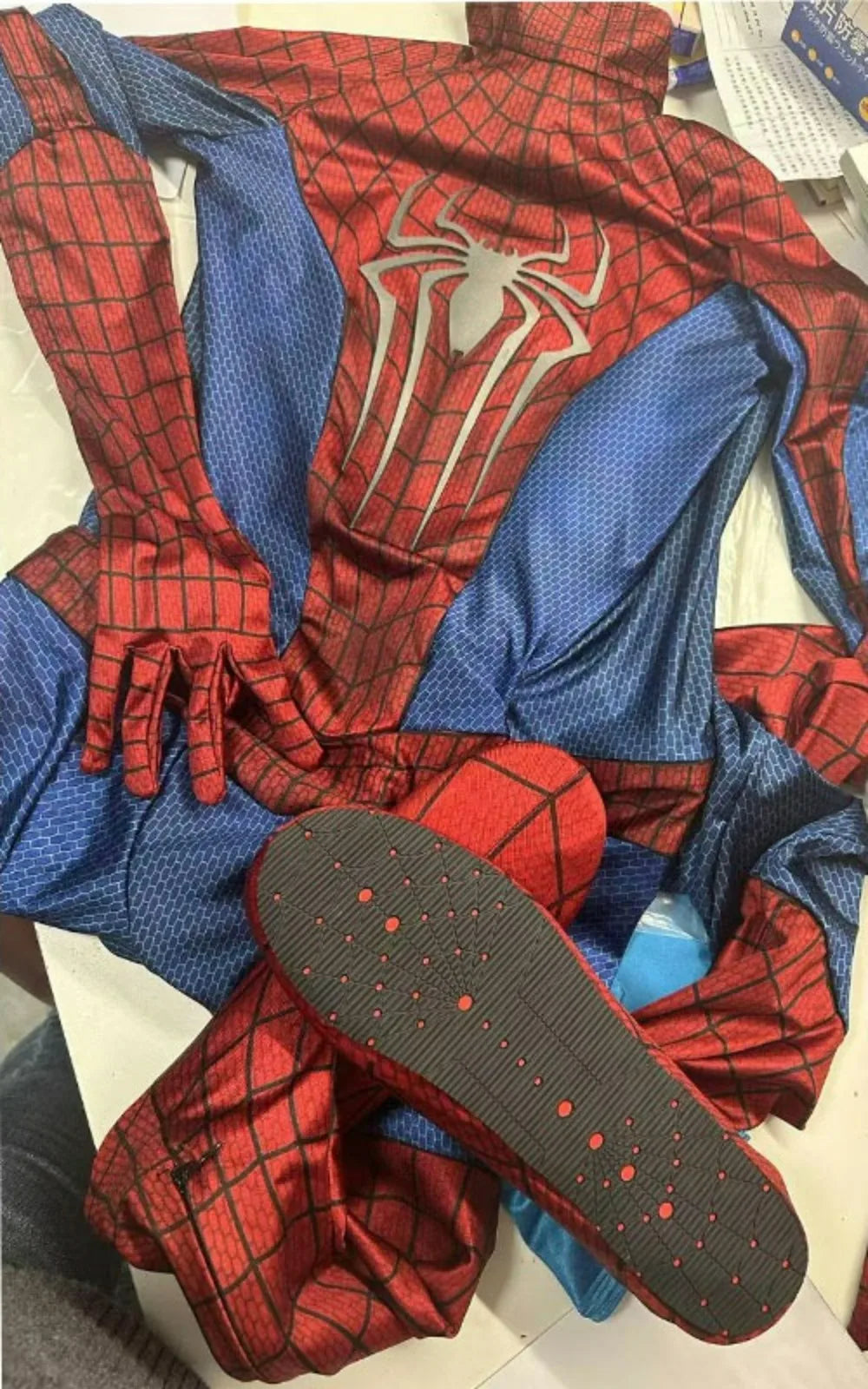 Half Screen Printed The Amazing Spider-man 2 Jumpsuit with Mask 1:1 Customized Handmade Spiderman Suit Halloween Cosplay Costume