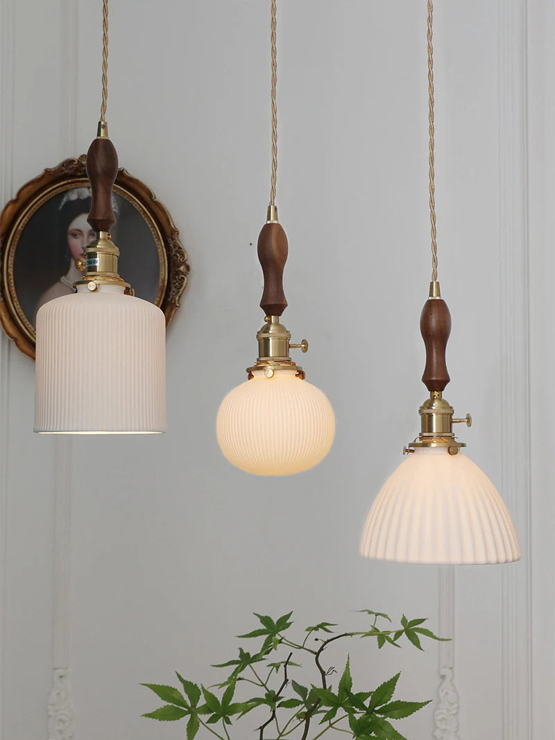 Japanese Ceramic Pendant Lights Scandinavian Light Luxury Pendant Lamp for Living Room Bedroom Dinning Room Kitchen Island