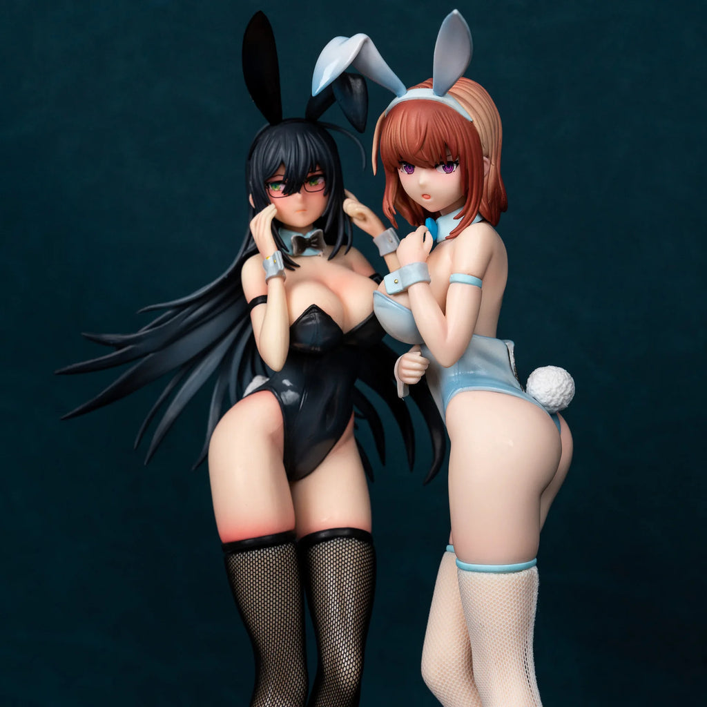 30-32cm B-Style Monochrome Bunny Black And White Anime Figures Game Statue Cartoon Girls Models Collectible Ornament Doll Toys