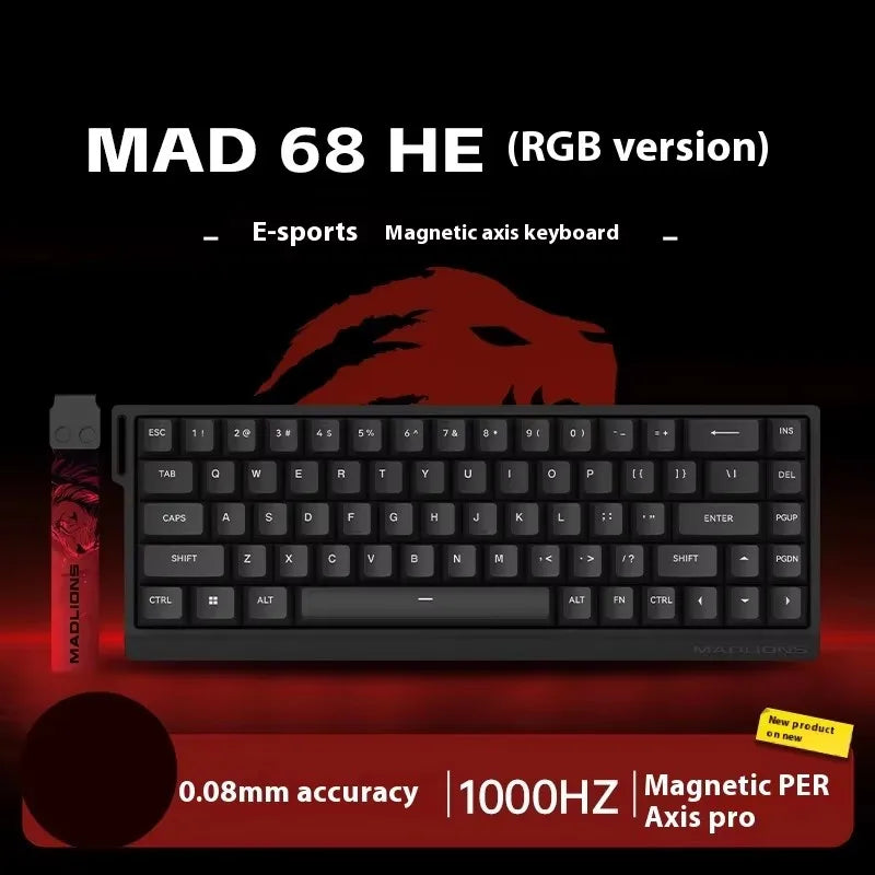 Mad 60he Mad 68he Жична механична клавиатура за игри с магнитен превключвател RT 0.02mm 0.04mm 8K Polling Rate RGB Hotswap клавиатура