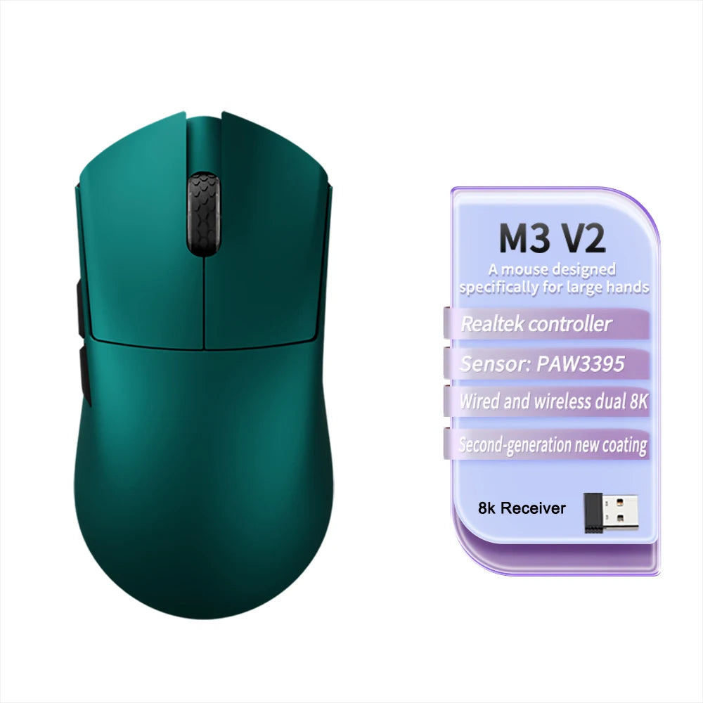 Motospeed Darmoshark M3 V2 Doppel 8K Gaming Maus Bluetooth Wireless 26K DPI PAW3395 Sensor Makro Spiel Maus Für Laptop PC