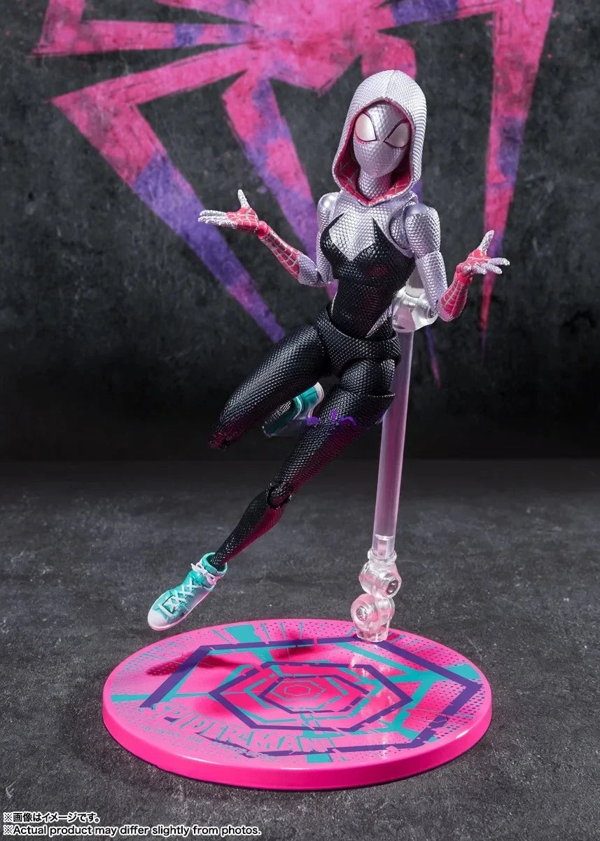 100% Original Bandai Shf Sh Figuarts  Across The S Miles Morales Gwen 1610 Rooftop Edition Action Figure