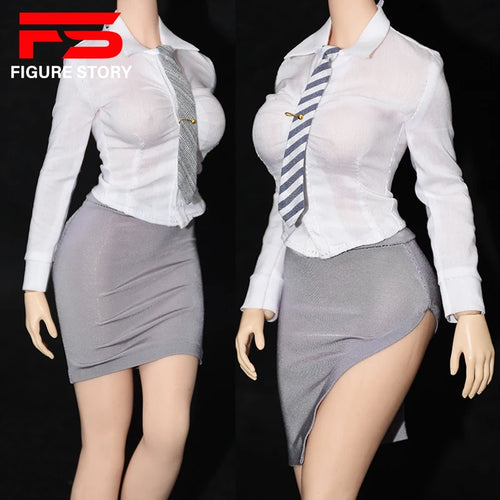1/6 scale female dolls clothes White shirt Tight skirt fit 12'' action figure body model