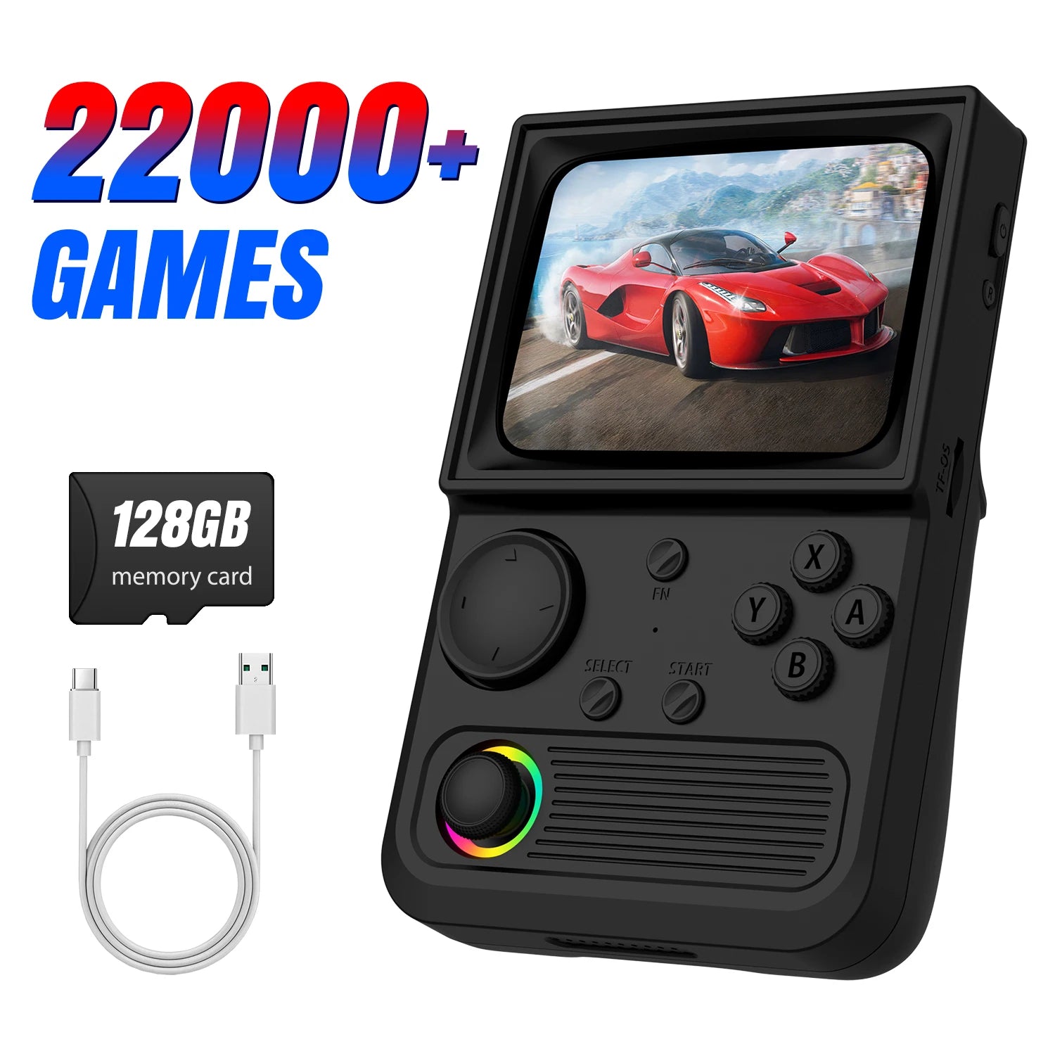 R36T Retro Handheld Game Console EmuELEC System 3.5 Inch IPS Screen Portable Pocket Video Player RK3326 Chip 64/128G 18000+Games