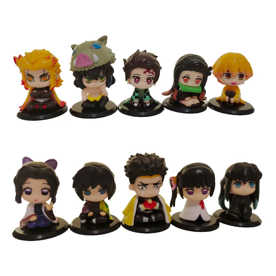 Hot Q Version Demon Slayer Sitting Ghost Doll Tanjiro Nidouzi Inosuke Zenizu Figure Action Figure Movie Model Toys Doll