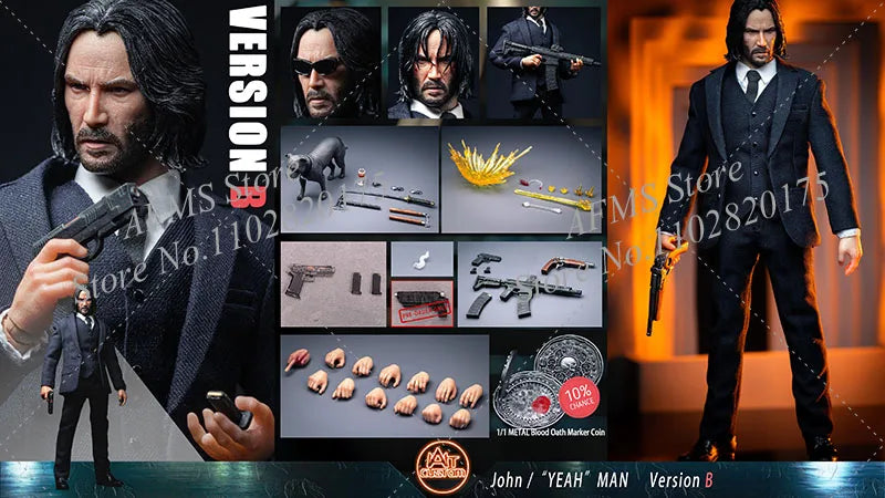 AT custom 1/12 Scale Collectible Figure Figure John Wick Keanu Reeves Full Set 6" Anime Men Soldier Action Figure Model