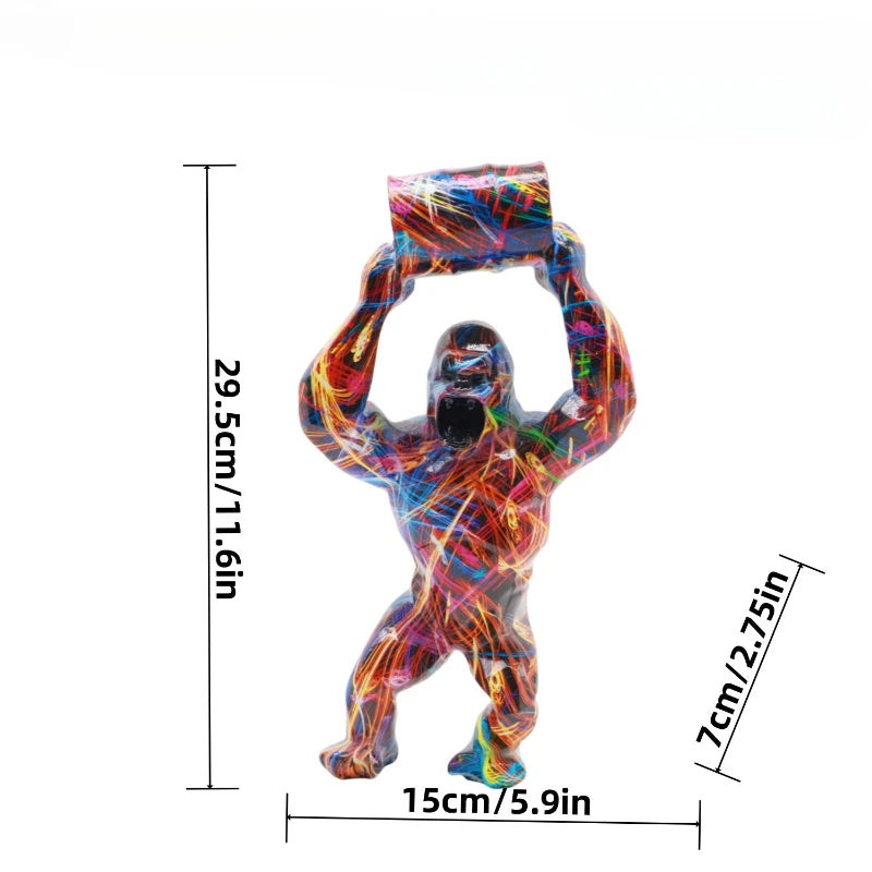 ERMAKOVA Kreative Harzskulptur Gorilla Dekoration Lift The Bucket Gorilla Figur Statue Wohnzimmer Schrank Dekor