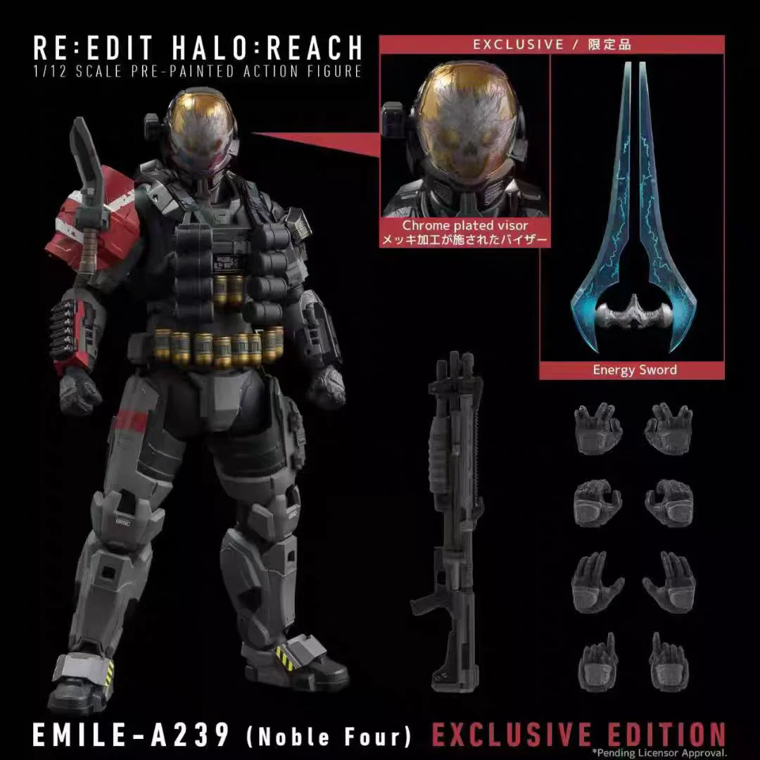 1/12 Scale Halo Action Figure - Emile-A239 Spartan-B312 Room Decoration Toy For Kids Christmas Gift Collectible Handmade Model