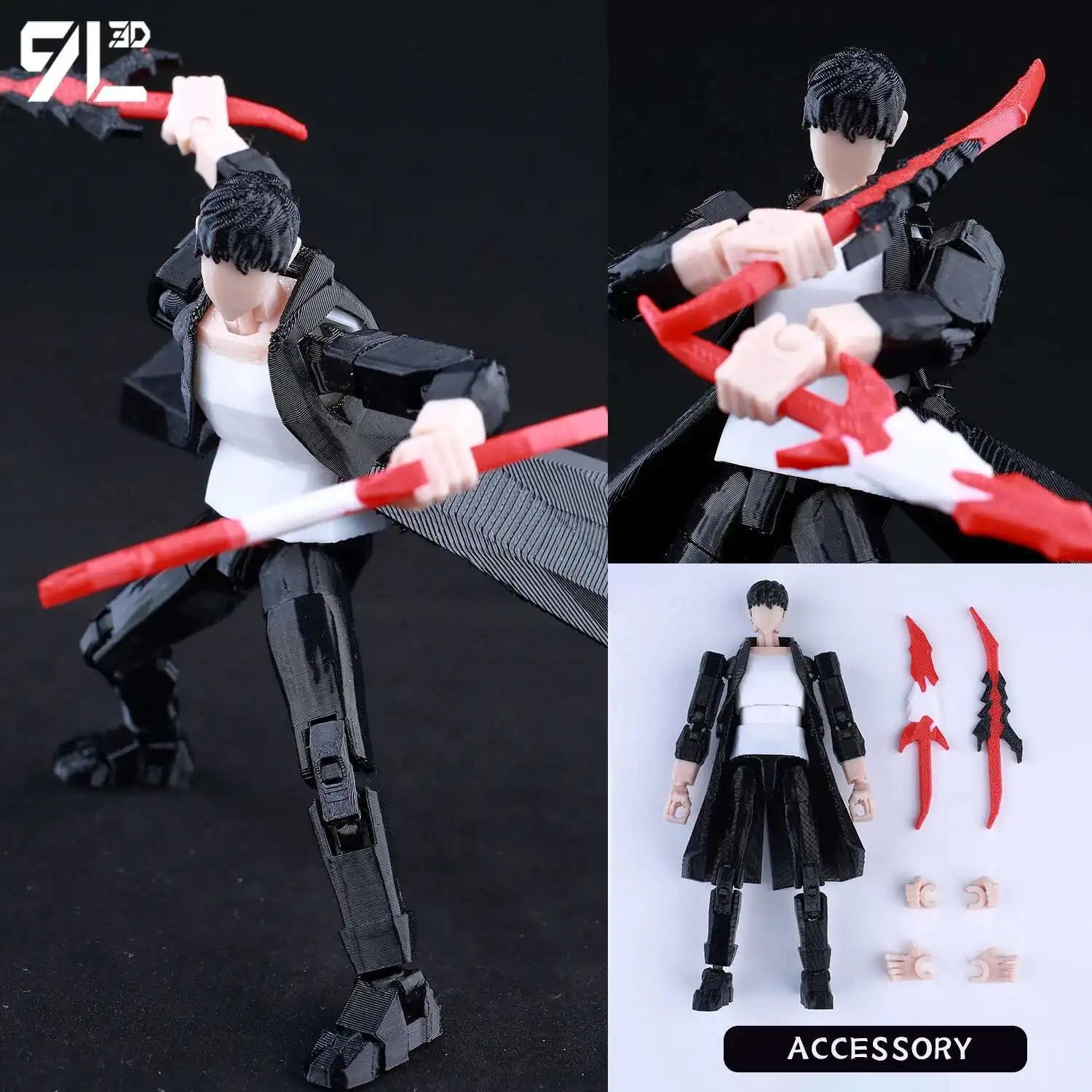 9L 3D-gedruckte Solo Leveling Sung Jin-Woo Lucky T13 Dummy 13 bewegliche Shapeshift-Actionfiguren Schaufensterpuppenspielzeug für Fans Geschenke