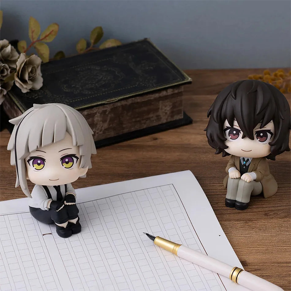 New 10cm Bungou Stray Dogs Anime Figure Look Up Nakajima Atsushi Action Figure Q Version Dazai Osamu Figurine PVC Collection Toy