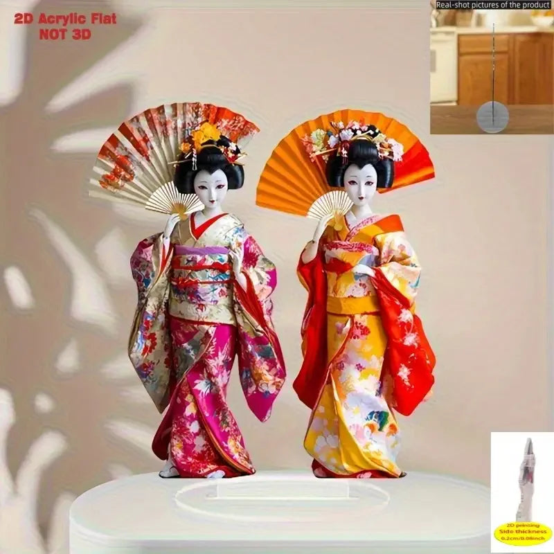 Traditional Japanese Geisha Lightweight Acrylic Statue Office Decor Or Japanese Themed Party Decoration
