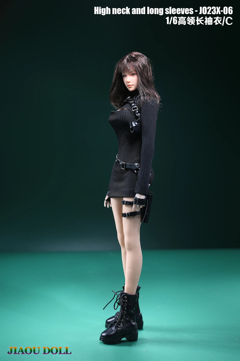 JO23X-06 1/6 Scale Ada Wong Red High Neck Long Sleeves Sweater Holsters Set Fit 12'' Female Soldier Action Figure Body Dolls
