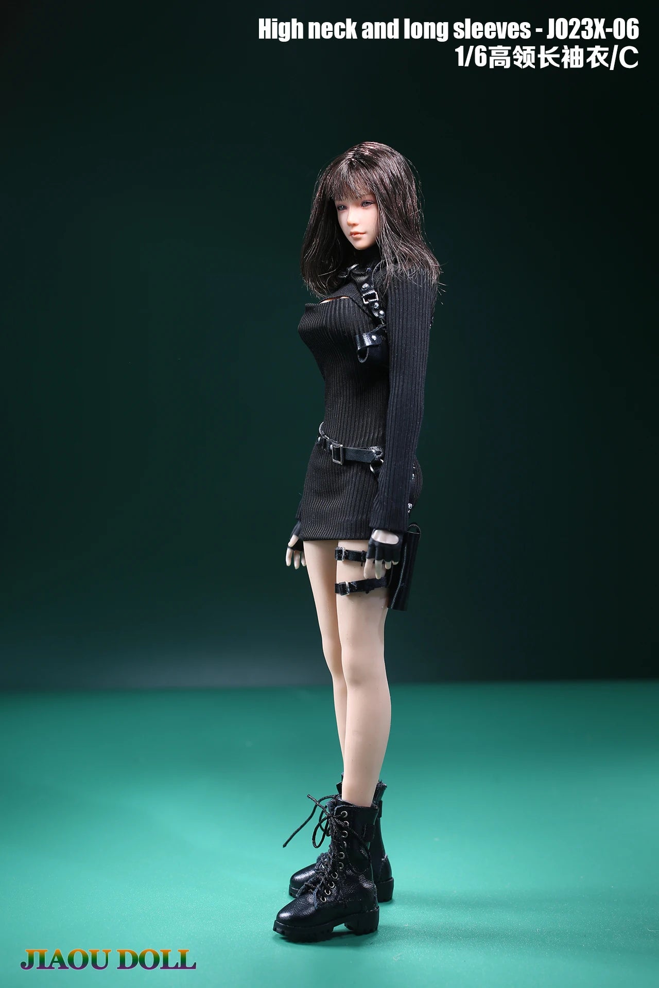 JO23X-06 1/6 Scale Ada Wong Red High Neck Long Sleeves Sweater Holsters Set Fit 12'' Female Soldier Action Figure Body Dolls