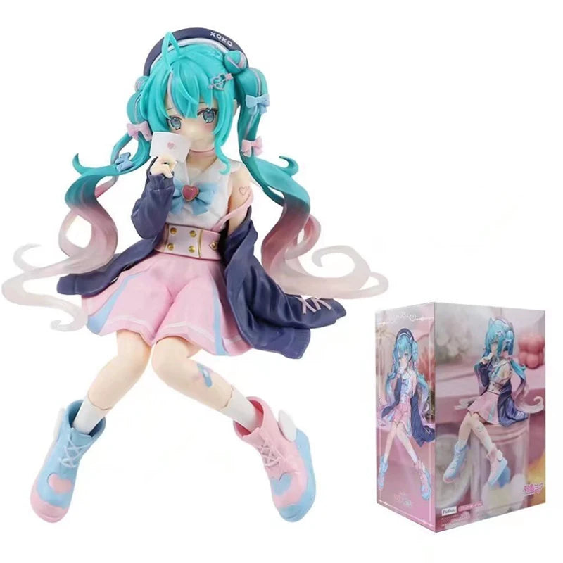Hatsune Miku 14.5cm Macaroon Sailor Uniform Kwaii Virtual Singer Girl Anime Model Figures Car Desktop Periphery Oranment