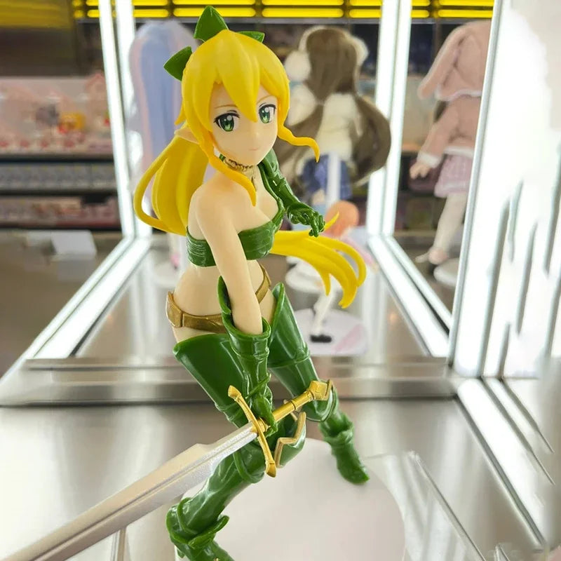 Bandai Banpresto Schwert Art Online Kirigaya Suguha Leafa Niedliche Anime Figur Modell Puppen Kawaii Cartoon Dekor Erwachsene Kinder Spielzeug Geschenke