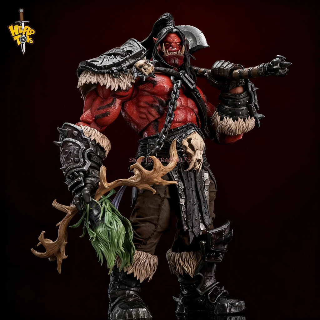 Hero Toys Grommash Hellscream Orc Tribe Chieftain Action Figure Fel Energy Warrior Posable Collectible for Fantasy Fans
