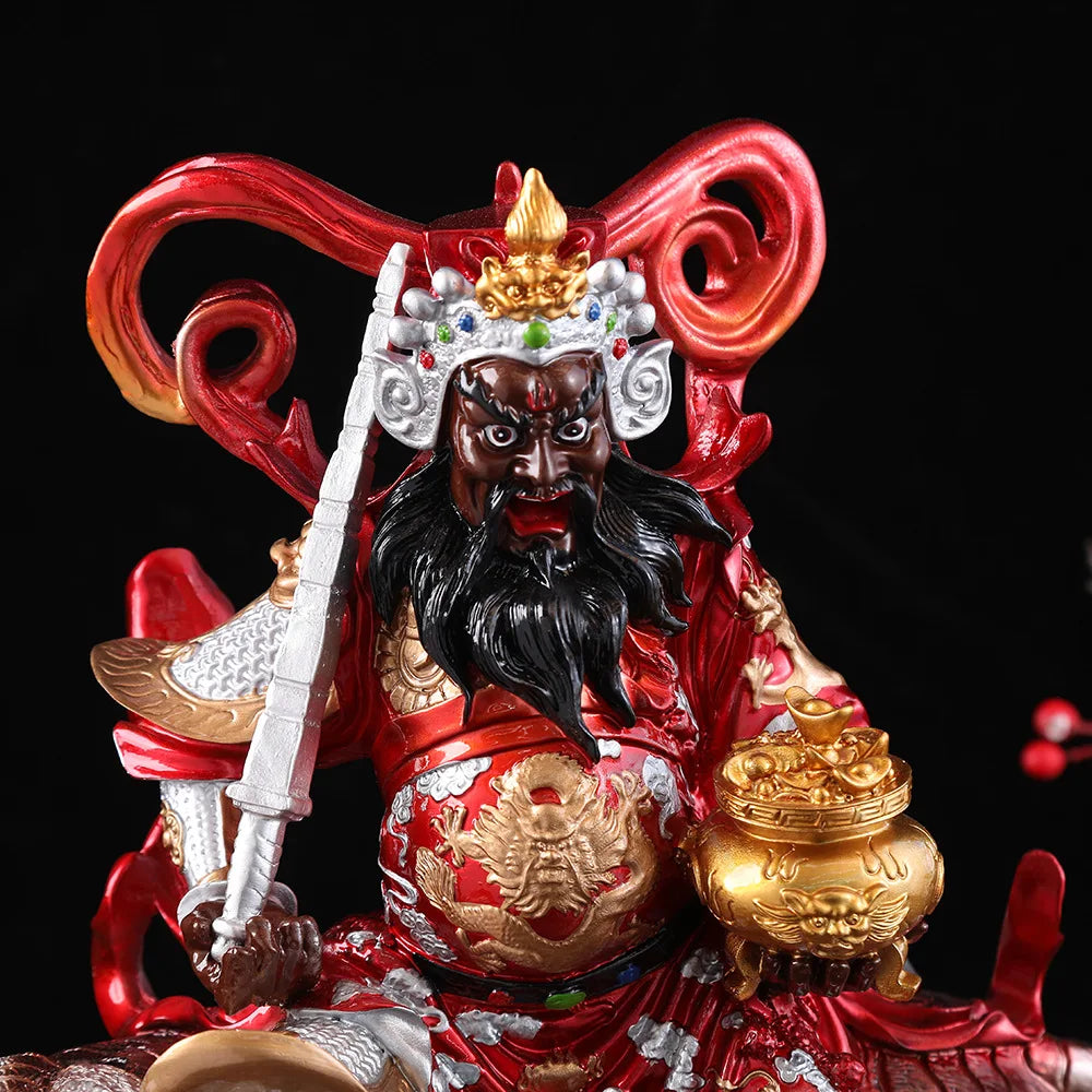 God of Wealth Zhao Gongming Rresin Statue of Tiger Resin Statue of Buddha Home Offering