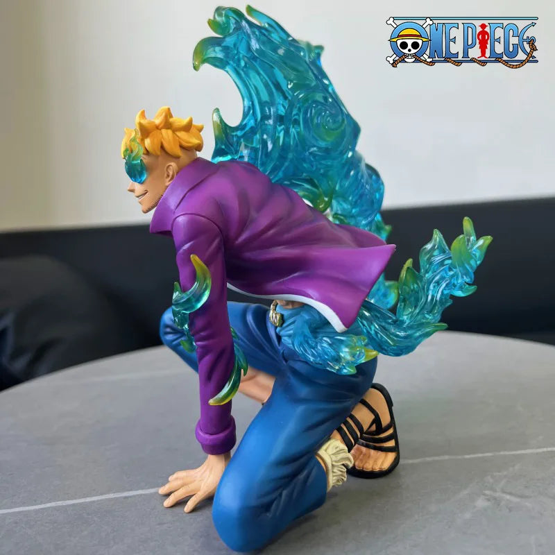 Фигурка One Piece - Статуя на клекналия Феникс Марко, Аниме Митичен Зоан Модел със Сини Пламъци, Колекционерски Дисплей