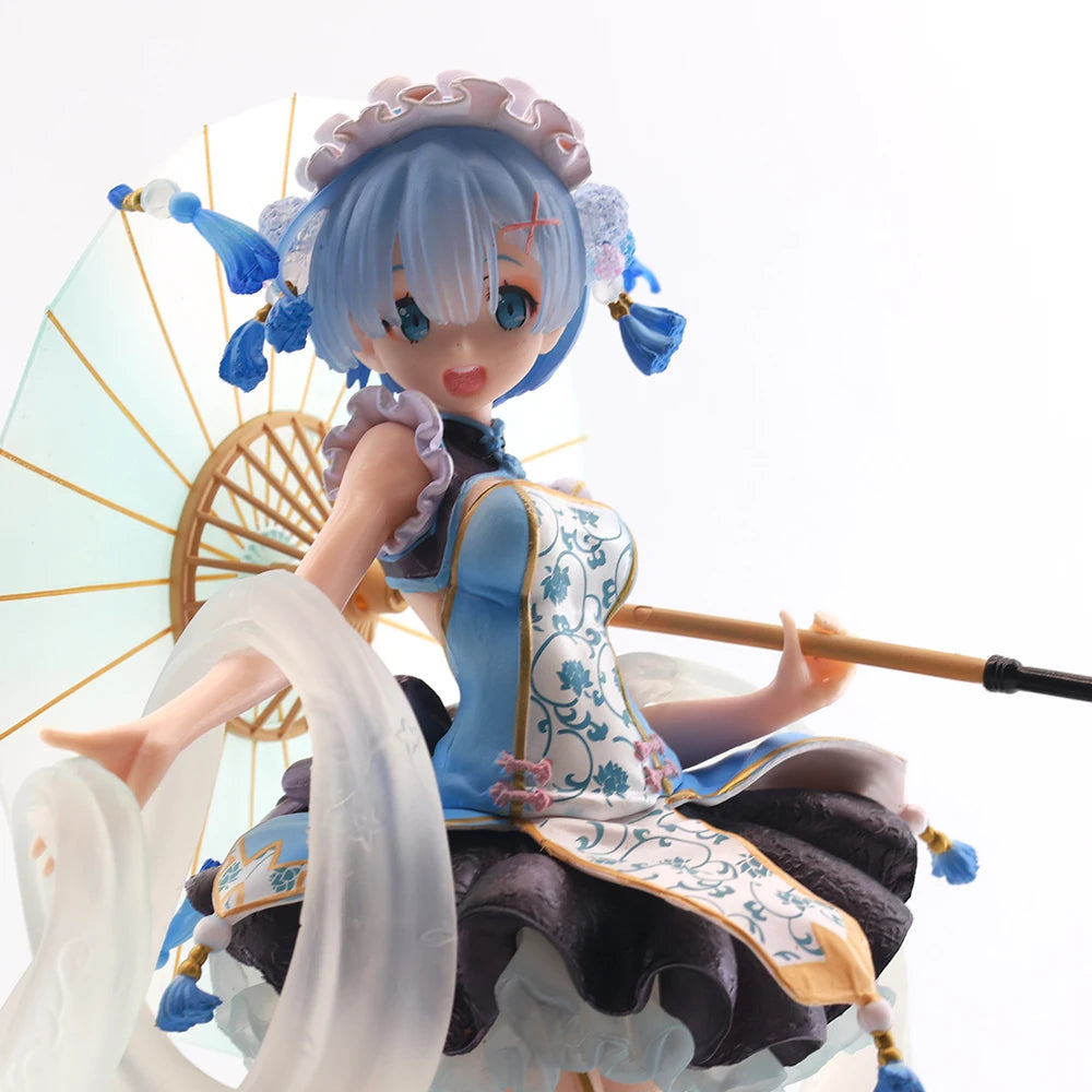 Anime-Figur Re0: Leben in einer anderen Welt von Zero Flower Umbrella Lolita Rem Figur 27 cm Spielzeug für Jungen Cartoon-Actionfiguren