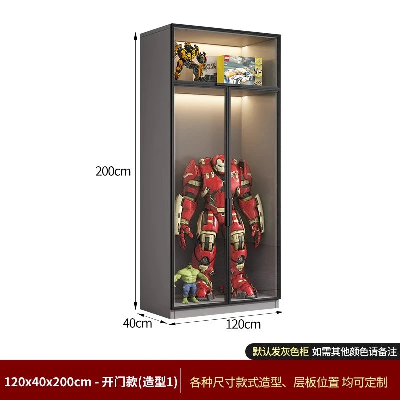 Customized Bookcase Glass Door Dust-proof Bookshelf Figure Lego Model Display Home Living Room Display Wine Cabinet Transparent