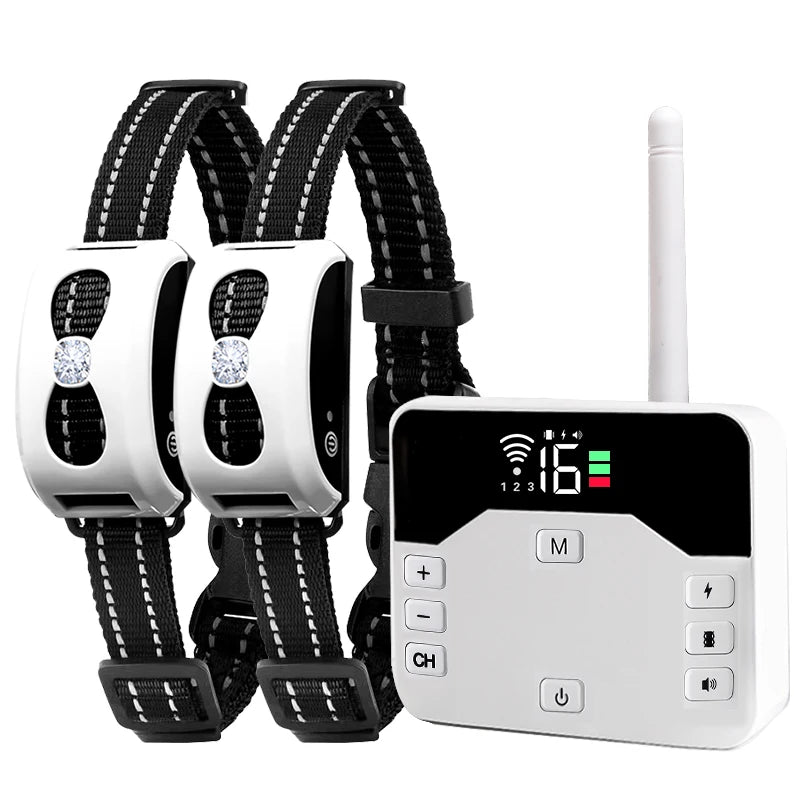 2 IN 1 Wireless Dog Electric Fence & Electric Shocker Training Collar Remote With Adjustable Beep Vibration Shock  Rechargeable