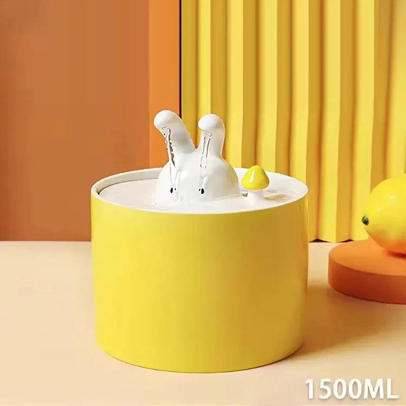 Creative Food Utensils for Cat Dog Ceramic Flow Circulating Water Dispenser, Silent, Automatic, Rabbit Shaped, Pet Supplies, 1Pc