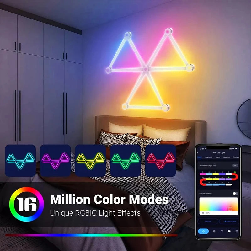 Smart Wall Lamps RGB WIFI LED Light Bar DIY Atmosphere Light Starry Sky Lamp App Music Rhythm TV Backlight Bedroom Game Light