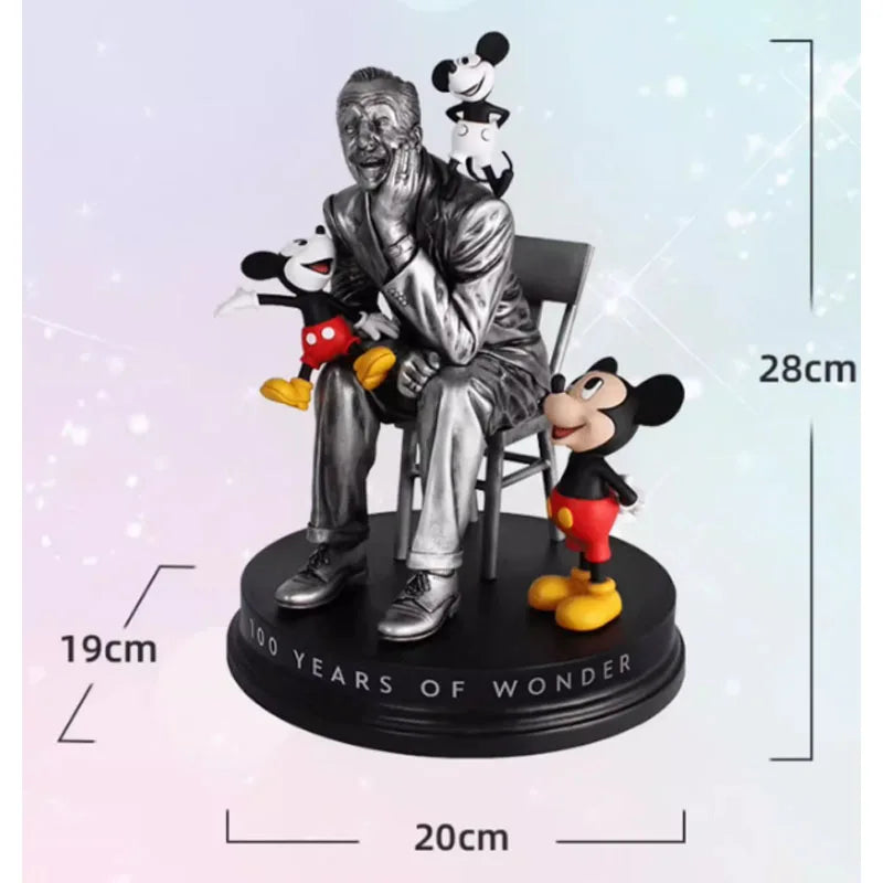 Disney Original Garage Kit Mickey Mouse The 100th Anniversary Ornament of Walt and Mickey Anime Figures Toys for Boys Gift Model